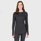 Warm Essentials By Cuddl Duds Women's Sweater Knit Thermal Crewneck Top - Dark Charcoal