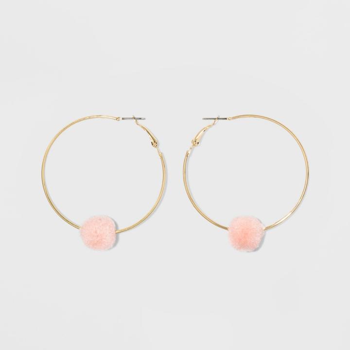 Pompom Hoop Earrings - Wild Fable Pink