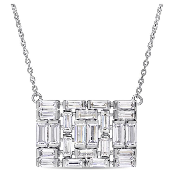 Target 2.5 Ct. T.w. Baguette Cubic Zirconia Mosaic Geometric Necklace In Sterling Silver -