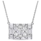 Target 2.5 Ct. T.w. Baguette Cubic Zirconia Mosaic Geometric Necklace In Sterling Silver -