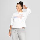 Mighty Fine Women's Short Sleeve Nasa Plus Size Long Sleeve Cropped Graphic T-shirt (juniors') White