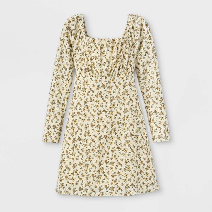 Girls' Floral Long Sleeve Dress - Art Class Ivory