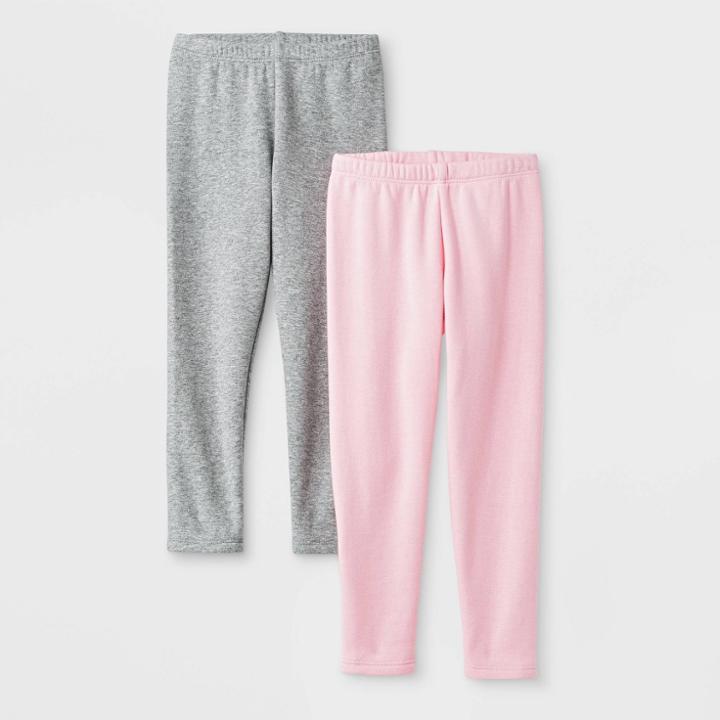 Toddler Girls' 2pk Cozy Leggings - Cat & Jack Heather Gray/pink