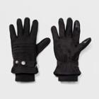 Men's Striped Knit Quilted Woven Cuff Gloves - Goodfellow & Co Black