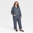 Women's Plus Size Long Sleeve Collared Boilersuit - Universal Thread Gray