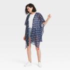 No Brand Women's Star Print Ruana Duster - Blue/white