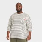 Men's Big & Tall Classic Fit Scoop Neck Long Sleeve T-shirt - Goodfellow & Co Cream/striped 5xl, Ivory/striped