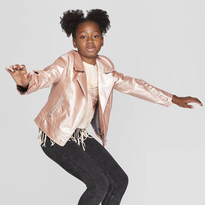 Girls' Moto Jacket - Art Class Pink