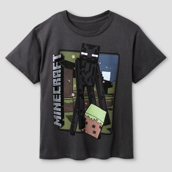 Boys' Minecraft Vintage Enderman Short Sleeve T-shirt - Charcoal