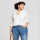 Women's Plus Size Long Sleeve Camden Button-down Shirt - Universal Thread White X