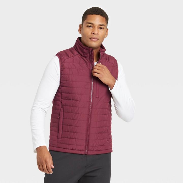 Men's Puffer Vest - All In Motion Maroon