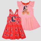 Toddler Girls' 2pk Disney Elena Of Avalor Short Sleeve Skater Dress - Red/pink 4t,
