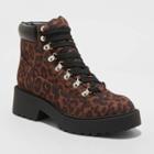 Women's Lizbeth Leopard Print Chunky Combat Hiking Boots - Universal Thread Brown