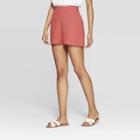 Women's Regular Fit Mid-rise Linen Shorts - A New Day Dark Pink