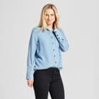 Women's Long Sleeve Silky Button-up Blouse - Who What Wear Chambray