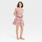 Women's Flutter Short Sleeve Peasant Shift Dress - Knox Rose Pink