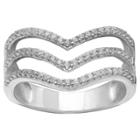 Target Women's Pave Cubic Zirconia Triple V Ring In Sterling Silver Size - Clear/gray (size 8),