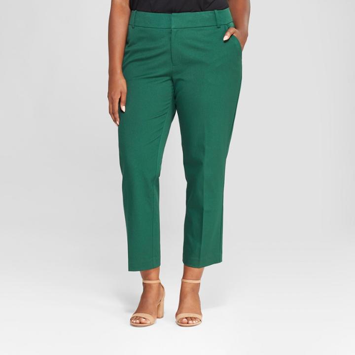 Women's Plus Size Ankle Pants - Ava & Viv Green 18w, Dark Green