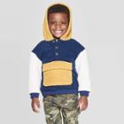 Toddler Boys' Colorblock Sherpa Bomber Jacket With Hoodie - Art Class Navy 12m, Toddler Boy's, Blue