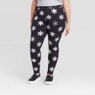 Zoe+liv Women's Plus Size Snowflake Metallic Leggings - Black