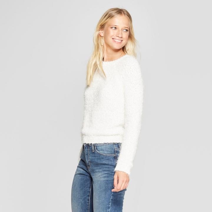 Women's Long Sleeve Eyelash Pullover Sweater - 3hearts (juniors') Ivory