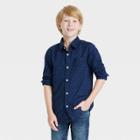 Boys' Button-down Long Sleeve Woven Shirt - Cat & Jack Navy