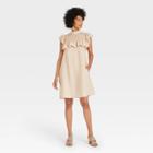 Women's Sleeveless Ruffle Yoke Dress - A New Day Cream