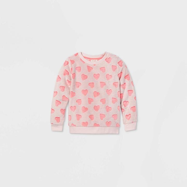 Girls' Printed Sherpa Pullover - Cat & Jack Pink