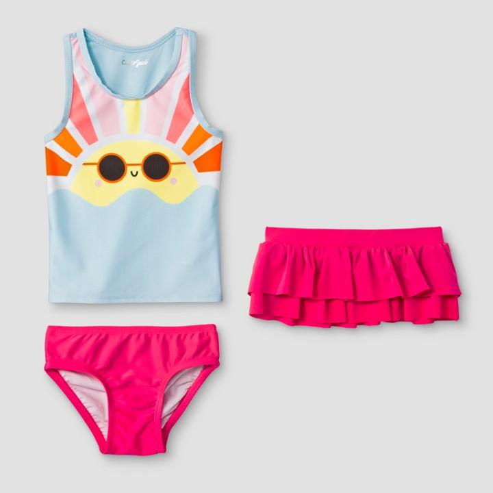 Toddler Girls' 3pc Tankini Set - Cat & Jack Pink/blue