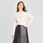 Women's Long Sleeve Crewneck Rib-knit Pullover Sweater - A New Day Cream Xxl, Women's, Ivory