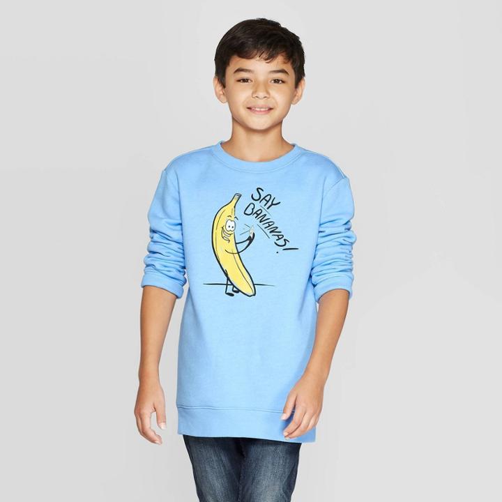 Boys' Long Sleeve Pullover - Cat & Jack Blue L, Boy's,