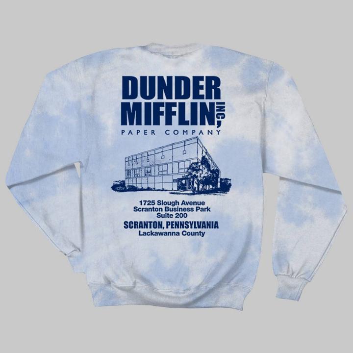 Men's The Office Dunder Mifflin Tie-dye Fleece Hooded Sweatshirt - Blue