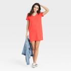 Women's Short Sleeve T-shirt Dress - Universal Thread Red