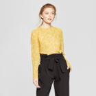 Women's Printed Long Sleeve Blouse - A New Day Yellow