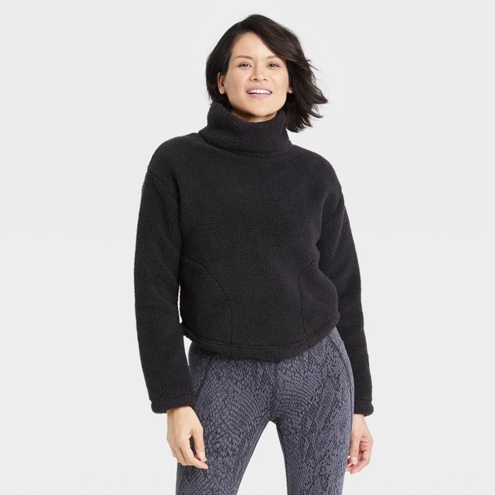 Women's Cozy Cowl Neck Pullover Sweatshirt - All In Motion Black