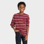 Boys' Heathered Jersey Knit Striped Henley T-shirt - Cat & Jack