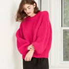 Women's Balloon Sleeve Boat Neck Pullover Sweater - A New Day Pink