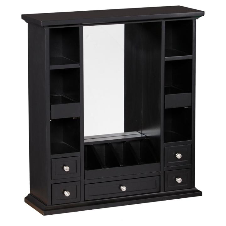 Aiden Lane Blake Over-the-door Jewelry/makeup Mirror/accessory Storage - Black - Aiden