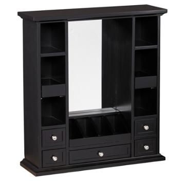 Aiden Lane Blake Over-the-door Jewelry/makeup Mirror/accessory Storage - Black - Aiden