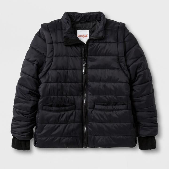 Toddler Boys' Adaptive Puffer Coat - Cat & Jack Black