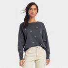 Women's Embroidered Fleece Sweatshirt - Universal Thread Dark Gray Foxes