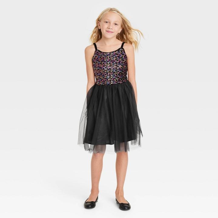Zenzi Girls' Sleeveless Velvet Dress - Black