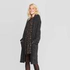 Women's Long Sleeve Open Front Duster Sweater - A New Day Charcoal Heather Xs/s, Size: Xs/small, Grey Grey