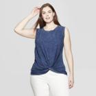 Women's Plus Size Sleeveless Crew Neck Twist Front Tank Top - Universal Thread Indigo (blue)