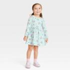Toddler Girls' Long Sleeve Aqua Rainbow Dress - Cat & Jack Blue
