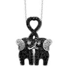 Target Women's Sterling Silver Accent Round-cut Black And White Diamond Pave Set Elephant Pendant - White