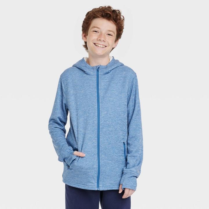 All In Motion Boys' High Pile Fleece-lined Full Zip Hooded Sweatshirt - All In