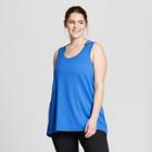Women's Plus-size High Neck Long Tank Top - C9 Champion Groove Blue