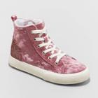 Girls' Kynlee Zipper Glitter Velvet Sneakers - Cat & Jack Burgundy