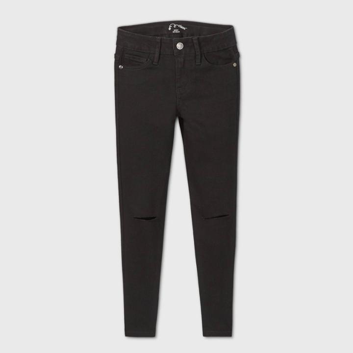 Girls' Slit Knee Skinny Jeans - Art Class Black